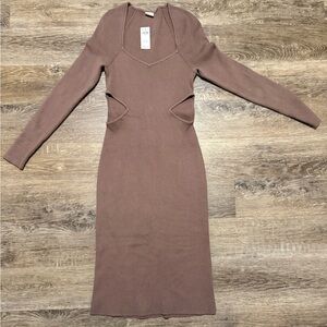 Chic Long Sleeve Knit Dress in Mauve